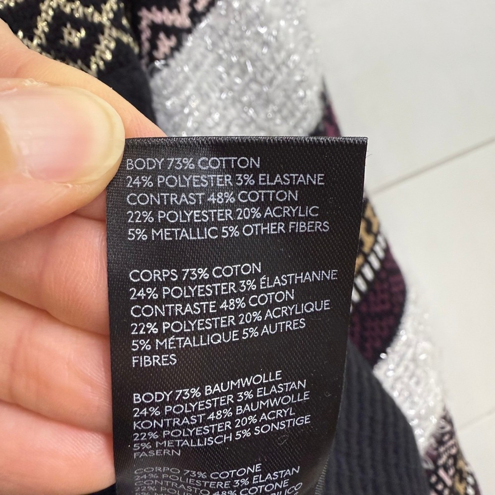 Free People Cozy Cottage Babydoll Fair Isle Metallic Zip Sweater Black XS - Picture 4 of 8